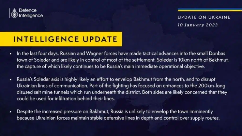 Британська розвідка: війська рф контролюють більшу частину Соледара
