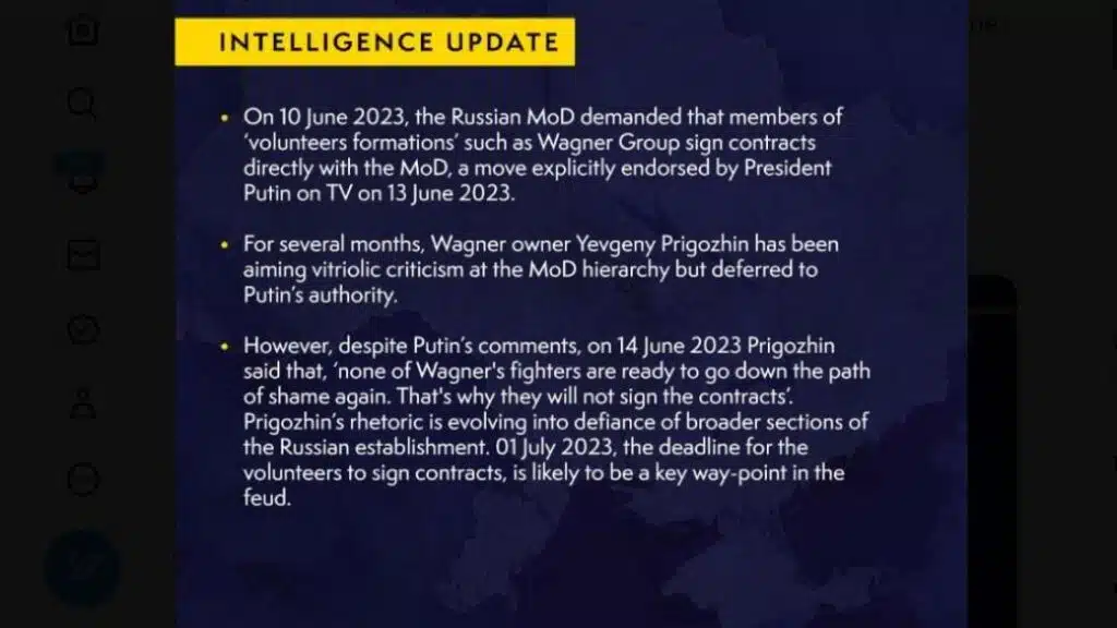 У британській розвідці розповіли, що відбувається між Путіним та Пригожиним
