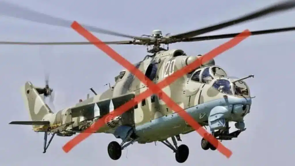 На Запорізькому напрямку знищено російського військового гелікоптера Мі-24