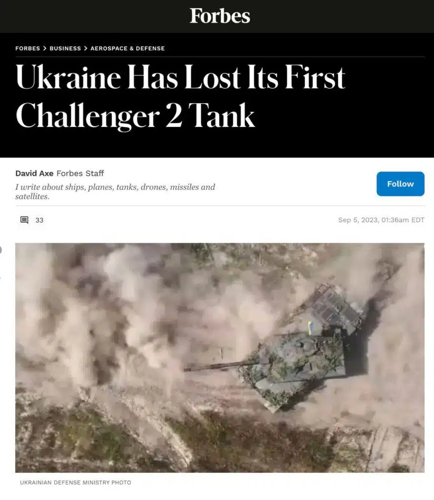 ЗСУ втратили перший танк Challenger 2, — Forbes