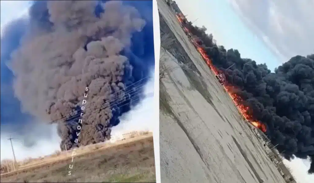 У російському Саратові масштабна пожежа в районі аеродрому