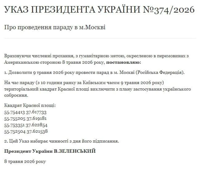 Україна офіційно дозволила рф провести парад на Красній площі 9 травня